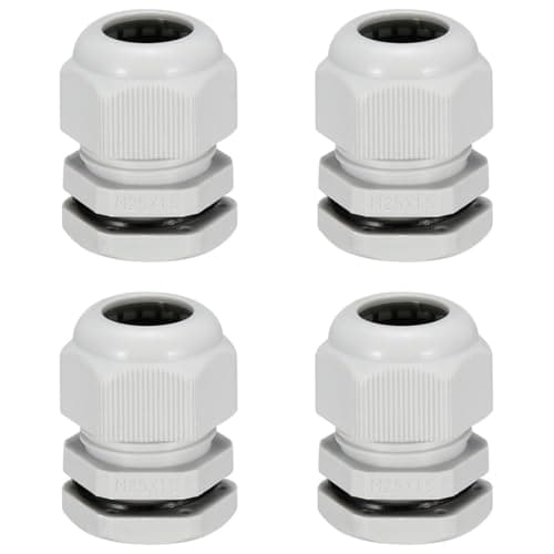Image of TA-VIGOR 4Pcs M25 Cable Gland, IP68 Waterproof Adjustable Plastic Nylon Wire Connectors Gland Joints for 10mm-15mm Cables, Locknut Stuffing Glands with Locknut and Washer – White
