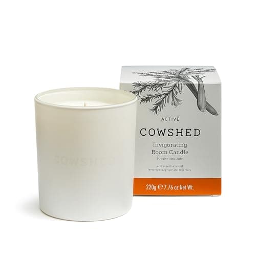 Image of Cowshed Active Scented Candle 220g | Lemongrass & Ginger Aromatherapy Candle | Natural Soy Wax Candle with Cotton Wick | Spa Home Fragrance Candle | Long Burn Energising Candle