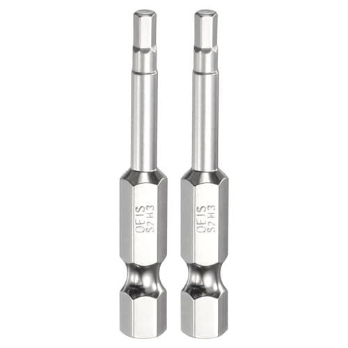 Image of sourcing map 2pcs H3.0 Hex Head Screwdriver Bit 3.0mm Metric Flat Tip 1/4" Hex Shank 50mm (2") Long Magnetic Hexagonal Screw Drill Bit Wrench Chrome Plated Power Driver Socket