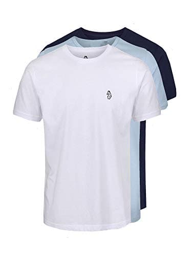 Image of LUKE 1977 Mens Johnys 3 Pack Short Sleeve Crew Neck T-Shirt Top (L, Navy Sky White)