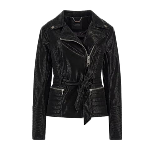 Image of GUESS New Agnes PU Leather Jacket, JBLK Jet Black A996, M-L
