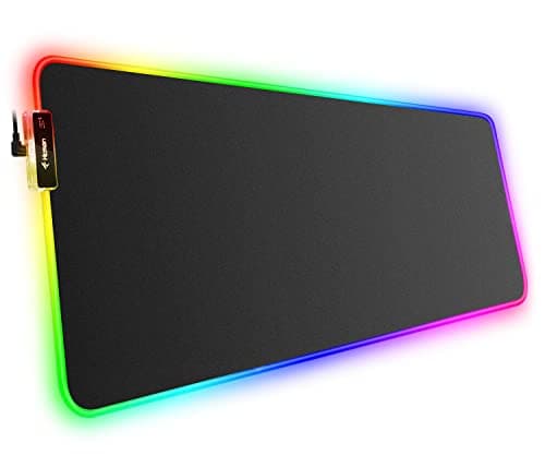 Image of Hcman RGB Gaming Mouse Mat Pad, Large Thick (800×300×4mm) XXXL Extended Led Mousepad with Non-Slip Rubber Base, Soft Computer Keyboard Mice Mat for Macbook, PC, Laptop, Desk - Black