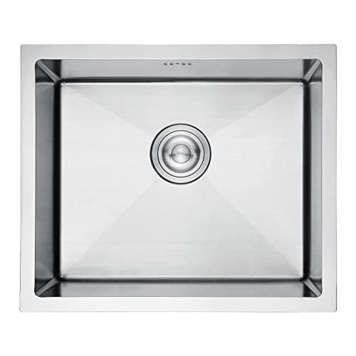 Image of Ibergrif M85043 Stainless Steel Kitchen Sink, 50 x 43cm, Undermount Kitchen Sink Drop in, Topmount Single Bowl Outdoor Campervan Sink with Drainer Fittings, Silver