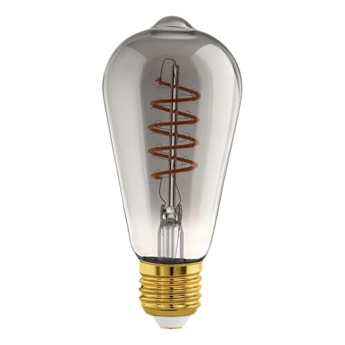 Image of Eglo connect.z Smart Home E27 LED filament light bulb, ST64, ZigBee, app and voice control Alexa, dimmable, warm white, 4 watt, vintage lightbulb smoked glass