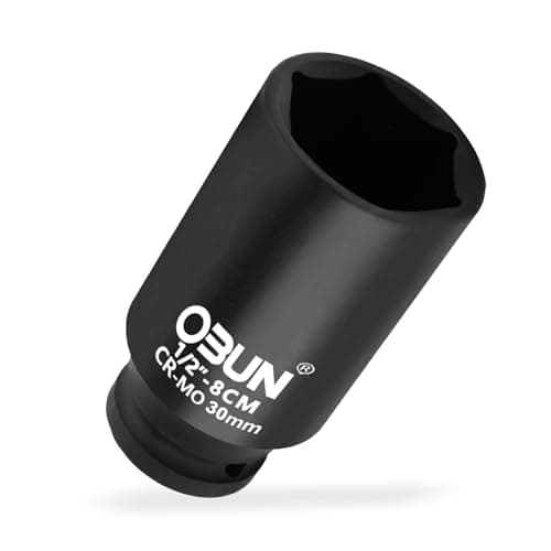Image of 30mm Deep Impact Socket 1/2" Drive,6 Point Extra Deep Socket,Cr-Mo Axle Nut Sockets,1/2-Inch Black Nut Impact Sockets,6-Point Flank Drive for Easy Removal of Axle Shaft Nuts (30mm)