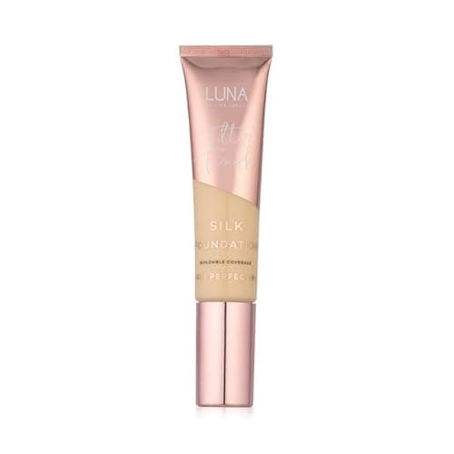 Image of LUNA Silk Foundation in FAIR Shade - Contains Hyaluronic Acid, Vitamin C & A, Aloe Vera, and Shea Butter - Brightening Dewy Foundation Makeup- Hydrating Cream Foundation for Dry Skin