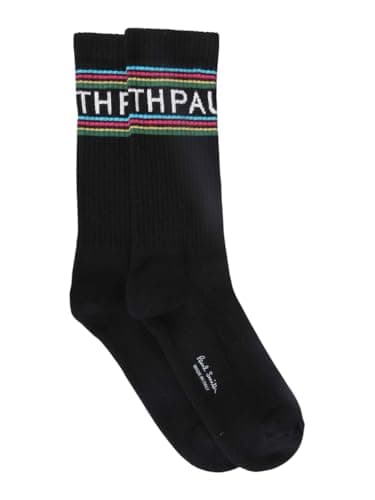 Image of Paul Smith PS Socks Logo Big Multicolour Stripes and Black. One Size.