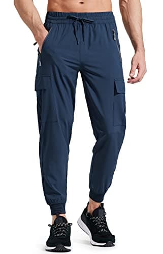 Image of Libin Men's Lightweight Joggers Quick Dry Cargo Hiking Trousers Track Running Workout Athletic Travel Golf Casual Outdoor Pants, Navy M