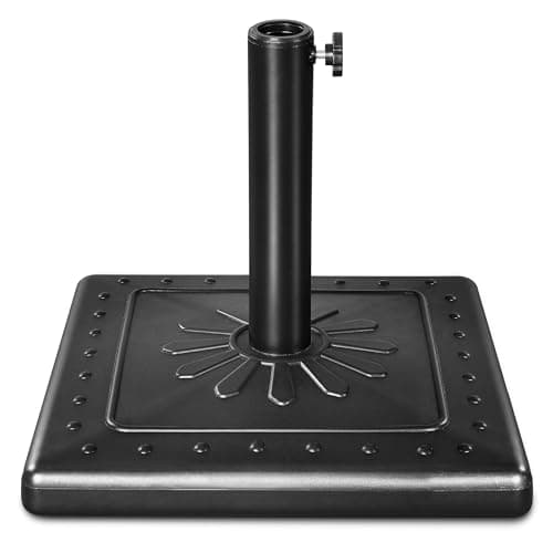 Image of FRUITEAM 10KG Parasol Base, 38CM Square Garden Parasol Base, Heavy-Duty Umbrella-Base Stand for Outdoor, Pool (Black)