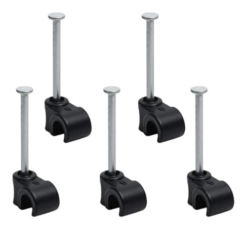 Image of 5mm Long Nail Round Cable Clips 100 Pack (Black)