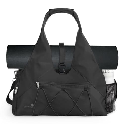 Image of Gym Bag Women, Yoga Mat Bags, Sport Tote Handbag with Shoe Compartment and Adjustable Strap Leisure Weekender Bag Travel Bag for Fitness Pilates Dance Swimming Workout Daily Office Sauna Shopping