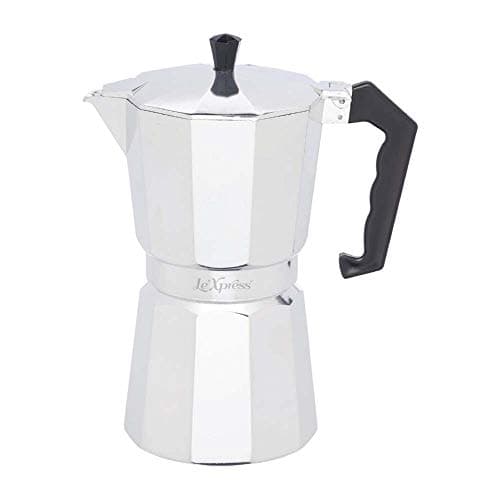 Image of KitchenCraft Le'Xpress 9-Cup Stove Top Espresso Maker, Medium Aluminium Coffee Maker for Home or Camping, Makes Authentic Italian Coffee, with Gift Box, 47 ml – Grey
