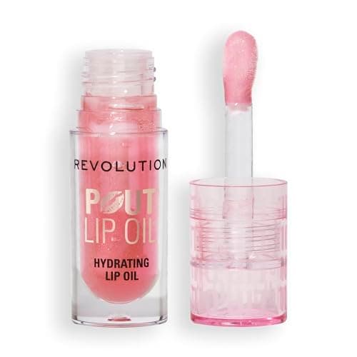 Image of Revolution, Pout Lip Oil, Nourishing Tinted Lip Oil, High Shine, Non-Sticky Finish, Vegan & Cruelty-Free, Glam Pink Shimmer, 4ml
