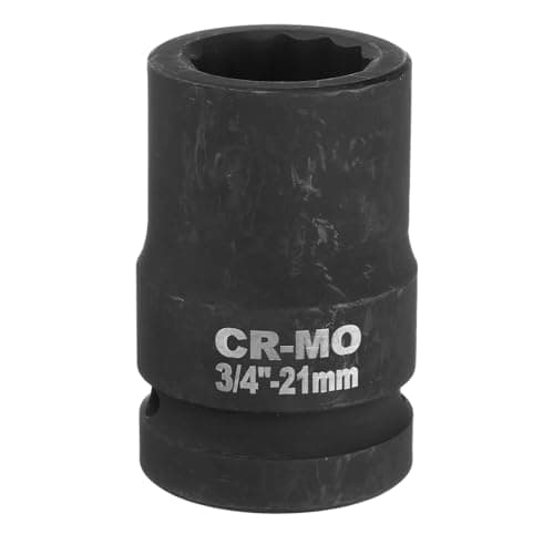 Image of sourcing map 3/4-Inch Drive 12 Point Impact Socket 21mm Metric Spindle Axle Nut Socket Driver Wrench for Auto Repair Easy Removal