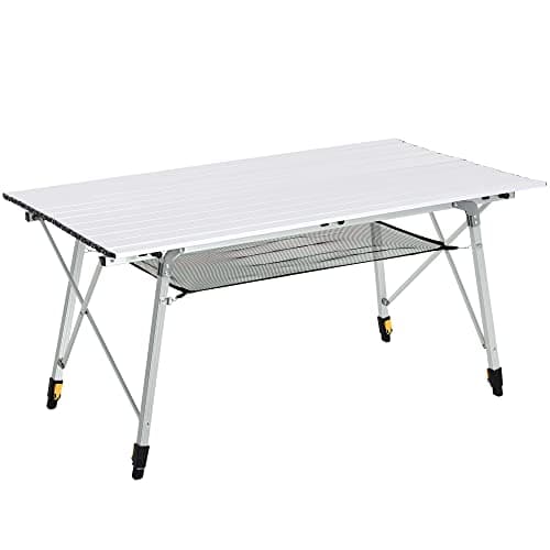 Image of Outsunny Portable Roll-up Aluminium Folding Picnic Table Outdoor BBQ Party