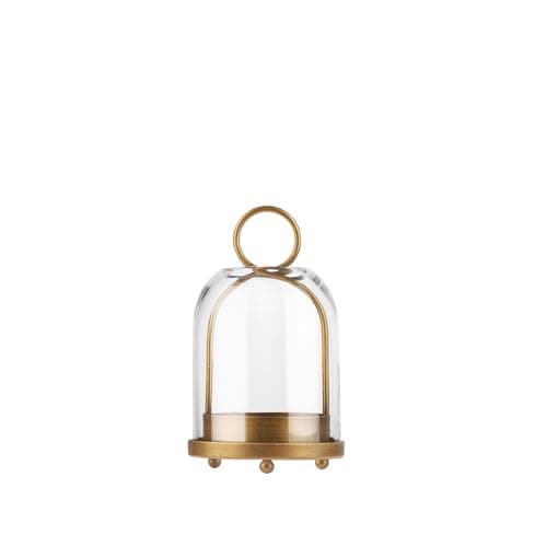 Image of Twakutwaku 7.5" High Versatile Modern Metal Hurricane Lantern with Handmade Sturdy Glass Dome in Brass for 2" Pillar Candle & Plants, Industrial, Farmhouse, Shabby Chic (Brass, 4" x7.5 for 2" Pillar)