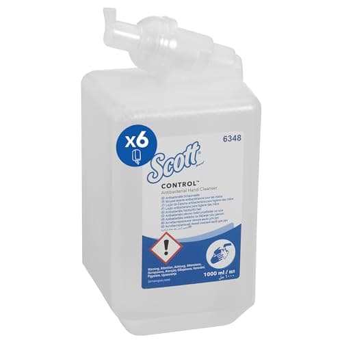 Image of Scott® ControlTM Foam Antibacterial Hand Cleanser 6348, Fragrance-Free Foaming Hand Soap for High-Hygiene Environments , Triclosan-Free – 6 x 1L Clear Refills (6L Total)