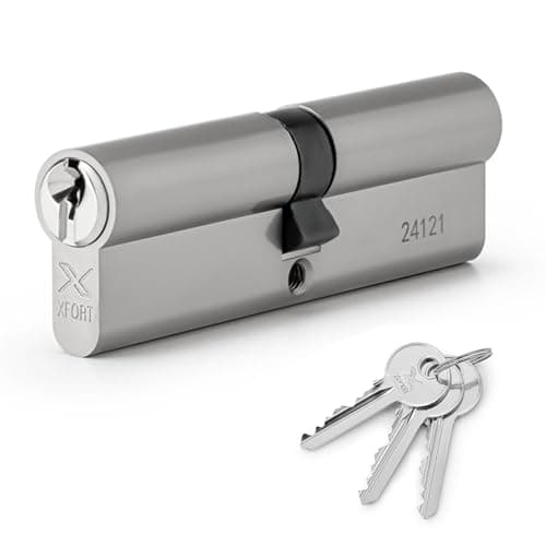 Image of XFORT Chrome 45/55 Euro Cylinder Lock (100mm), UPVC Door Lock, 6 Pin Cylinder Lock with 3 Keys, PVC Door Lock, Euro Lock Cylinder, Barrel Lock for Front Door or Internal Door
