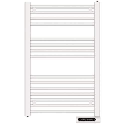 Image of MYLEK Towel Rail Bathroom Heater 500W Vertical Fluid Radiator White Electric - 24/7 Timer - Upright - Eco Low Energy - for Bathrooms, Washrooms, Shower Rooms - Wall mountable (0.5 KW)