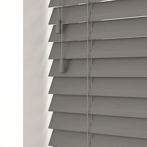 Image of New Edge Blinds – Custom Venetian Blinds with Strings – Fine Grain Faux Wood – Cut to Fit, Upto 150cm x Upto 180cm – Made to Measure for Bedrooms, Bathrooms or Kitchens