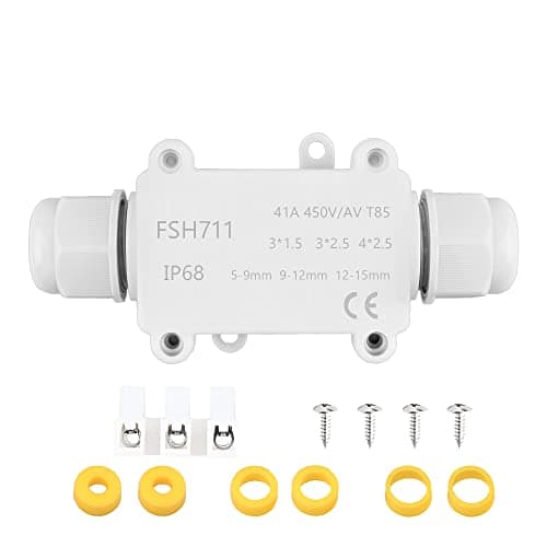Image of Elezenioc IP68 Waterproof Junction Box, 2 Way outdoor electrical cable connector external weatherproof M20 Gland Wire Connector for 5-15MM Diameter Cable, White
