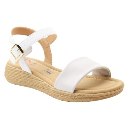 Image of Heavenly Feet Sara Womens Stone/White Premium Comfort Vegan Sandals - 6 UK 39 EU