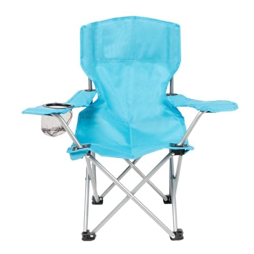 Image of OHS Camping Chairs for Kids Blue, Outdoor Lightweight Boys Girls Kids Folding Chair Comfy Sturdy Drinks Cup Holder Picnic Garden Beach Hiking Camping