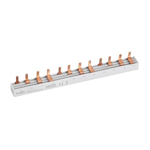 Image of TONGOU Consumer Unit Bus Bar, 4P 12Way 63A 230/415V Standard Specification Copper Bus Bar, Suitable for Circuit Breaker, MCB, RCD and Distribution Box