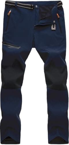 Image of TACVASEN Walking Trousers Men Lightweight Waterproof Trouser Stretch Softshell Bottoms with Pockets for Hiking Work Navy,36
