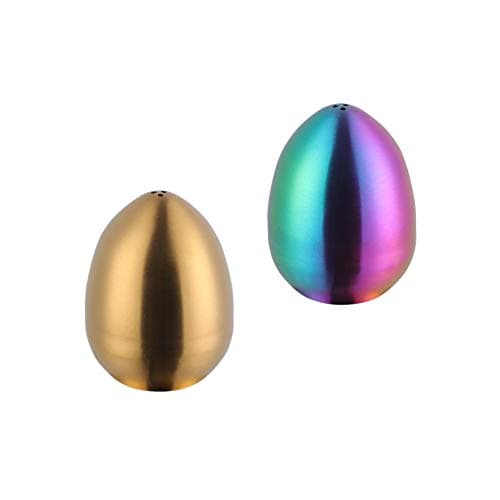 Image of Meisha Salt and Pepper Shakers, Stainless Steel Egg Shape Salt and Pepper Dispenser, Perfect for Himalayan, Table Salt, White and Black Pepper (Set of 2) - Gold/Rainbow