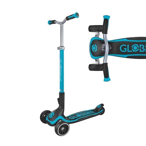 Image of Globber Ultimum 3 Wheel Scooter with Patented Steering System, Adjustable Height, Robust, Extra Wide Deck and Wheels, Folding Scooter For Boys and Girls 5+ to Adult - 2 Year Warranty (Aqua)