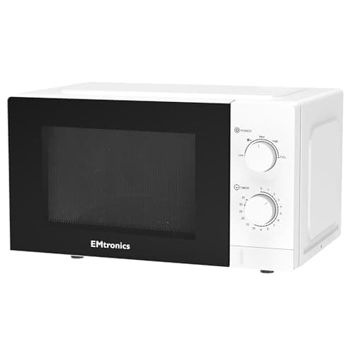 Image of EMtronics 20 Litre 700W Manual Control Microwave with 5 Power Levels, Defrost Function, 35 Minute Timer and Cavity Light - White