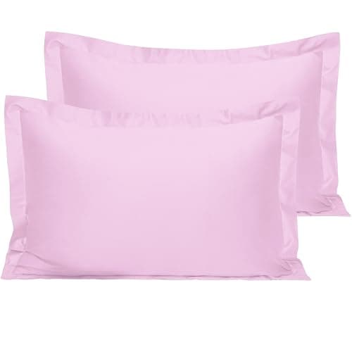Image of NTBAY 2 Pack 500 Thread Count 100% Egyptian Cotton Oxford Pillowcases, Super Soft and Breathable Euro Standard Pillow Cases | Hotel Quality Pillow Shams, 50x75 cm, Pink