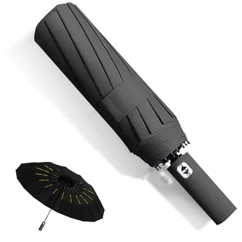 Image of MPXEAVG Umbrella Windproof Strong, 60 Ribs Automatic Umbrella, Auto Open Close, for Women Men (Black)