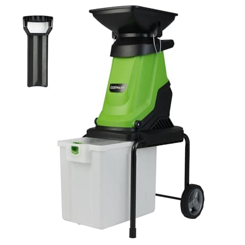 Image of COSTWAY 2800W/3000W Garden Shredder, Electric Wood Chipper with 50L Collection Bin, 4500RPM Speed, 45mm Cutting Diameter, Double-Sided Blade & Safety Knob (3000W, 55 x 44 x 106cm with Feed Hopper)