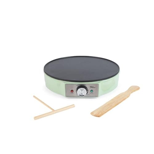 Image of Giles & Posner EK6223GSGR Crepe Maker – Electric Pancake Hotplate, Non-Stick Cooking Surface, Large 30cm (12”) Plate, Adjustable Temperature Control Knob, Batter Spreader & Spatula, 1200 W, Green
