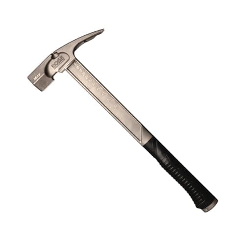 Image of Boss Hammer Pro Series Titanium Hammer with Over-Molded No-Slip Rubber Grip - 16 oz, Construction Grade, Dual Side Nail Pullers, Milled Faced - BH16TIM