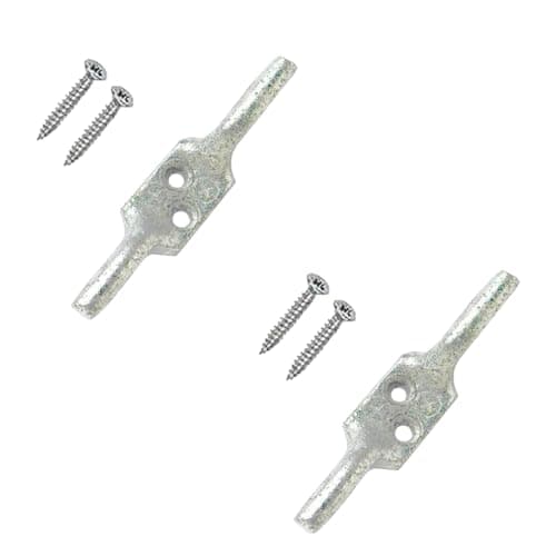 Image of SISI UK Washing Line Cleat Hook 100mm (4 inch) Galvanised Metal Rope Tiebacks Pulley/Washing Line Cord Cleat Hook Large for Blinds Washing Lines with Fixing Screws Pack of 2