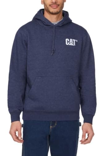 Image of CAT Caterpillar Men's Trademark Hoodies with Embroidered Front Logo, Blue, M