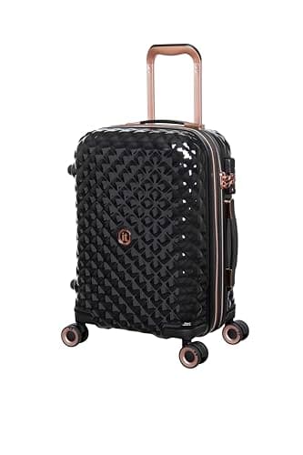 Image of It Luggage Glitzy 21" 8 Wheel Hard CASE Trolley Expandable Spinner, Black, S, Glitzy 21" Hard Shell Carry-On Spinner with 8 Wheels, Expandable