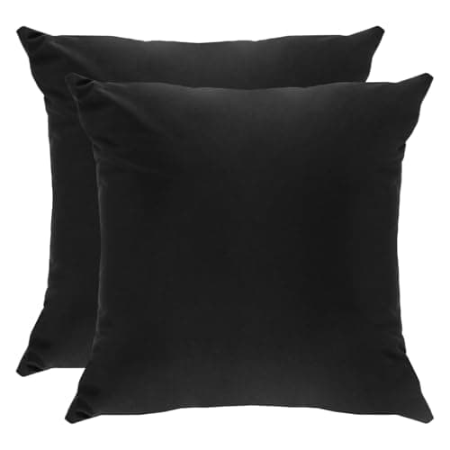 Image of Betadistor Black Velvet Cushion Covers 2-Pack - Soft Decorative Throw Pillow Covers 18x18 Inch Cushion Case Square Pillowcases for Couch Sofa Living Room, Black, 516-0330