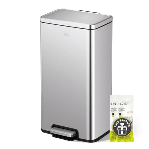 Image of EKO Madison Kitchen Trash Can 30L with Pedal and Soft Close | Stainless Steel Anti-fingerprint Waste Bin | Compact and Robust Design | Includes Bags | Ideal for Modern Kitchens
