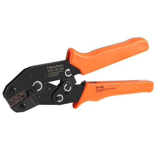 Image of Heschen Mini Ratchet Crimper Plier, SN-48B, Non-Insulated Terminals Crimping Tools, Use for 0.5-1.5 mm² (22-16 AWG), Orange