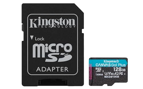 Image of Kingston Canvas Go Plus microSDXC Memory Card Gen4 200MB/s A2 U3 V30 128GB Card + Adapter-SDCG4/128GB