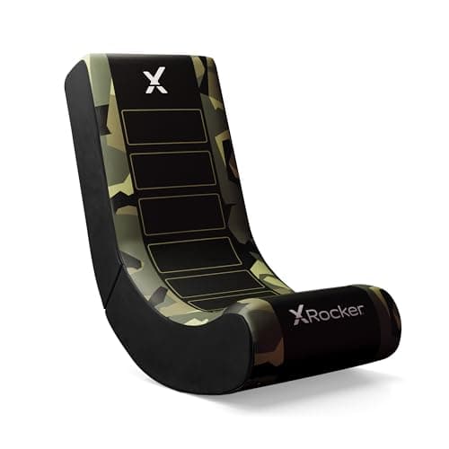 Image of X-Rocker Geo Camo Kids Gaming Chair - Foldable Floor Rocker for Console & Video Games, Low Rocking Seat for Children & Juniors – Green, Amazon Exclusive