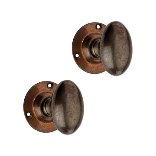 Image of Infinity Decor Oval Mortice Door Knobs in Solid Brass- Victorian Period Style Door Pull Handles (Antique)