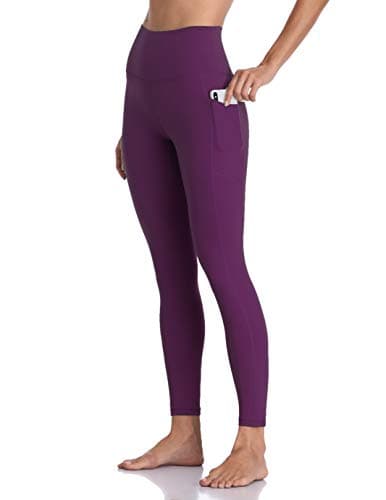 Image of Colorfulkoala Women's High Waisted Tummy Control Workout Leggings 7/8 Length Yoga Pants with Pockets (L, Deep Violet)