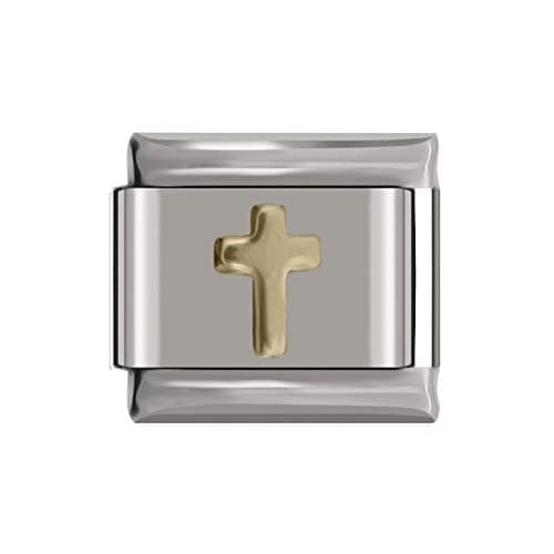 Image of Gold Cross Charm- fits all classic 9mm Italian Style Charm Bracelet- UK stock