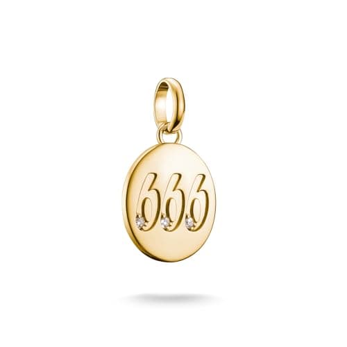 Image of Thomas Sabo Charm pendant angel number 666 with stones Connect gold-plated 18-carat Gold-plating, Recycled 925 Silver