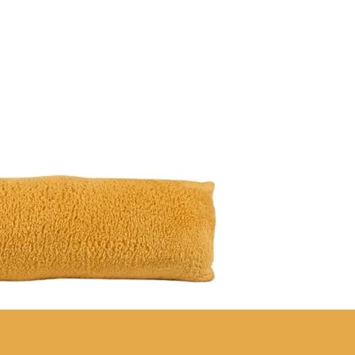 Image of Soft Teddy Fleece Xmas Door Draught Excluder – Decorative Draft Stopper Cushion for Bedroom, Living Room & Kitchen – Cold Air Blocker (Ochre)